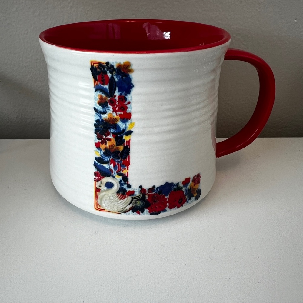 Anthropology Nathalie Lete “L” mug with monkey design